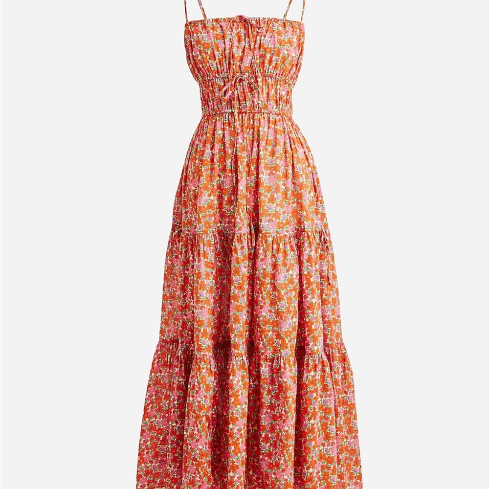 J. Crew Tiered tie-front cover-up dress in brilliant blooms